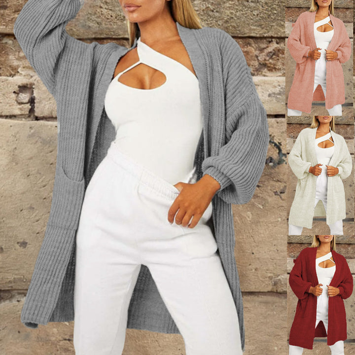 Ladies oversized knit cardigan with voluminous sleeves and open pockets Lune London
