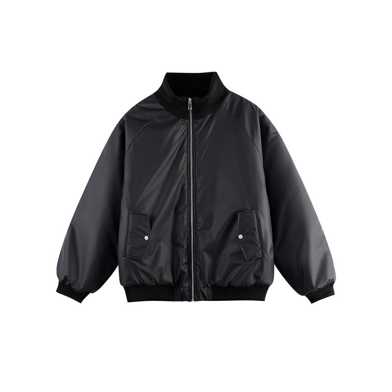 Unisex Boxy Transition Bomber Jacket with Stand Collar and Flap Pockets Amarae