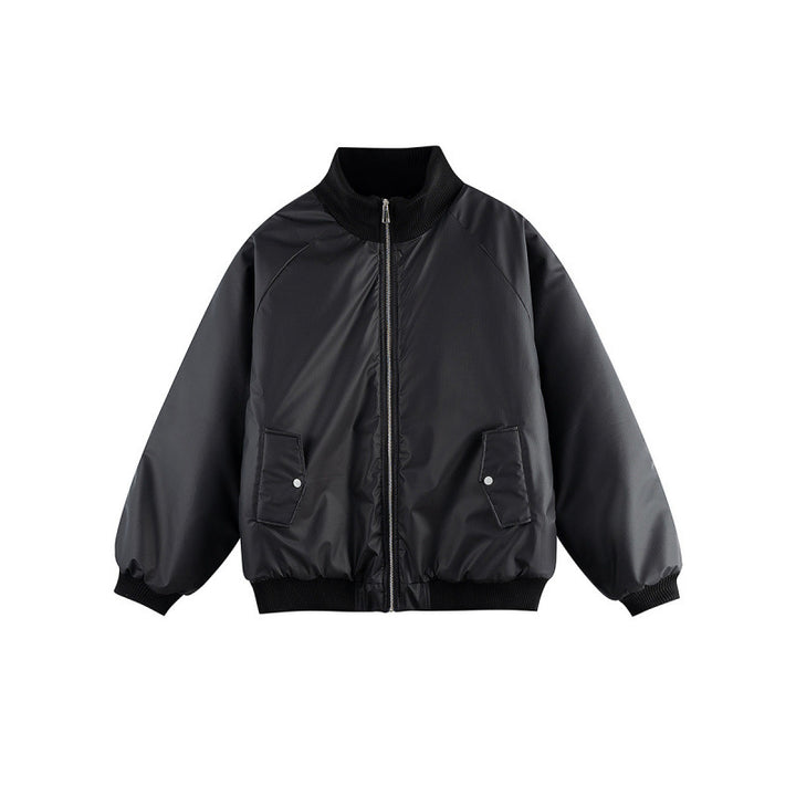 Unisex Boxy Transition Bomber Jacket with Stand Collar and Flap Pockets Amarae