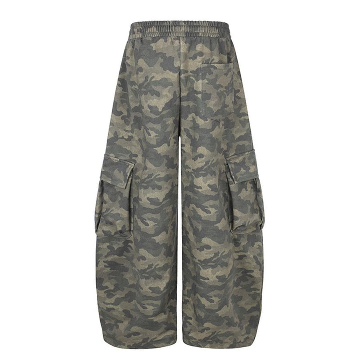 Women's Wide Cargo Palazzo Pants with Drawstring Waistband, Adjustable Hem, and Cargo Pockets Amarae