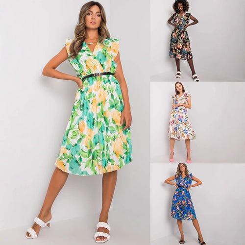 Amarae Floral Pattern Ruffle Midi Dress for Ladies