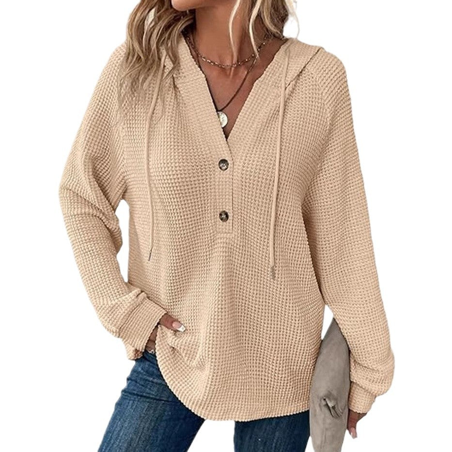 Ladies hooded sweatshirt in waffle texture Amarae