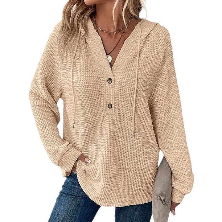Ladies hooded sweatshirt in waffle texture Amarae