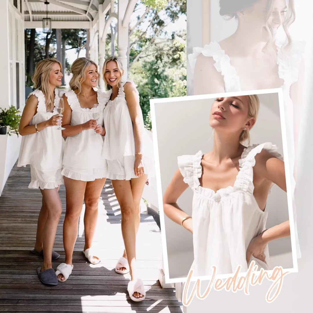 Ladies leisure set with ruffles and elastic waistband Lune London