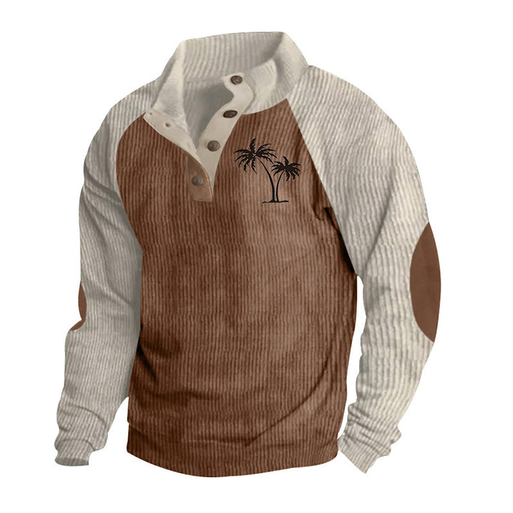 Casual men's sweater with trendy high collar and contrasting sleeve structures Lune London