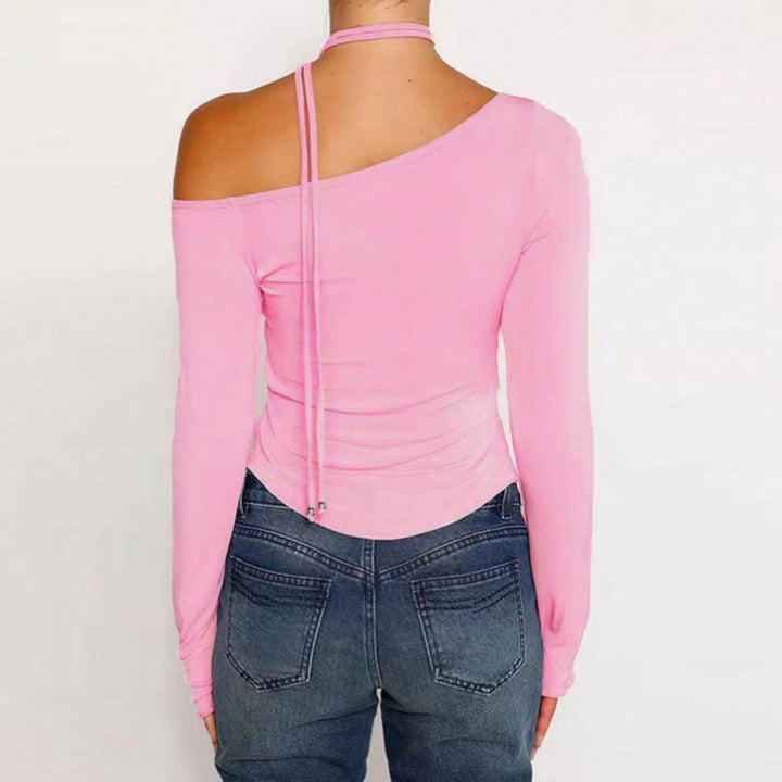 Haut à manches longues pour femmes avec coupe asymétrique et lien stylé Chic & Stil