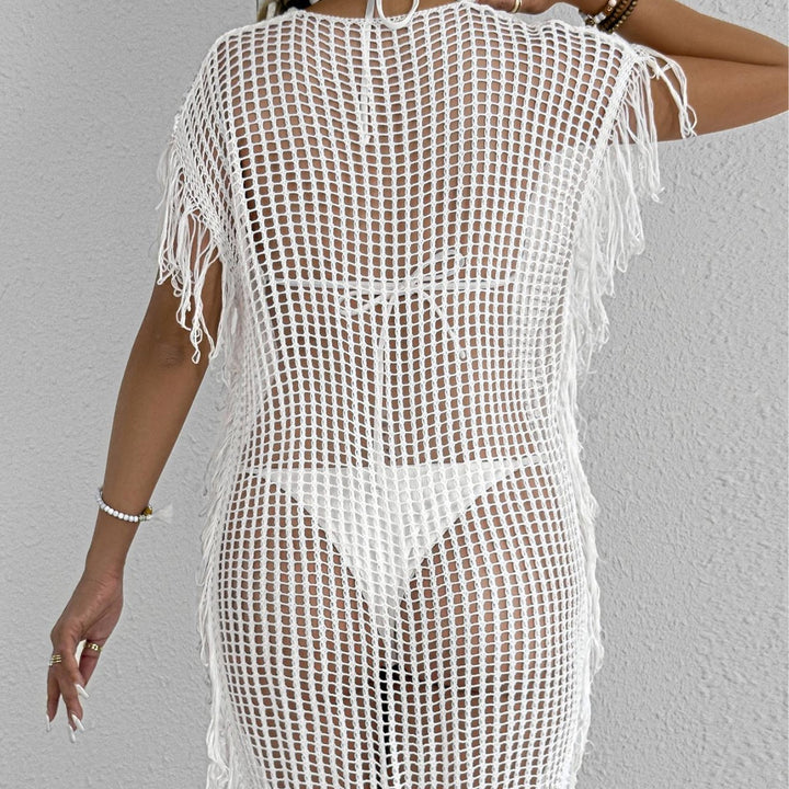 Ladies Fringe Crochet Swimwear Cover-Up Lune London