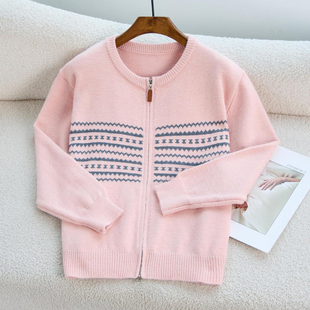 Cardigan zippé pour femme avec fermeture éclair et motif nordique Chic & Stil