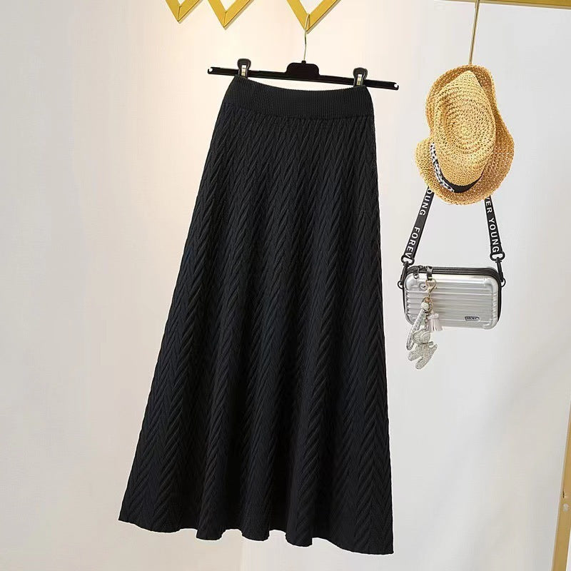 Jupe midi élégante pour femmes avec motif en chevrons texturé Chic & Stil