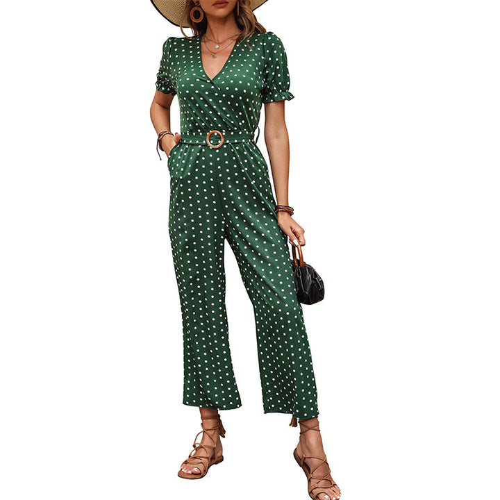 Polka dot women's wrap jumpsuit Lune London