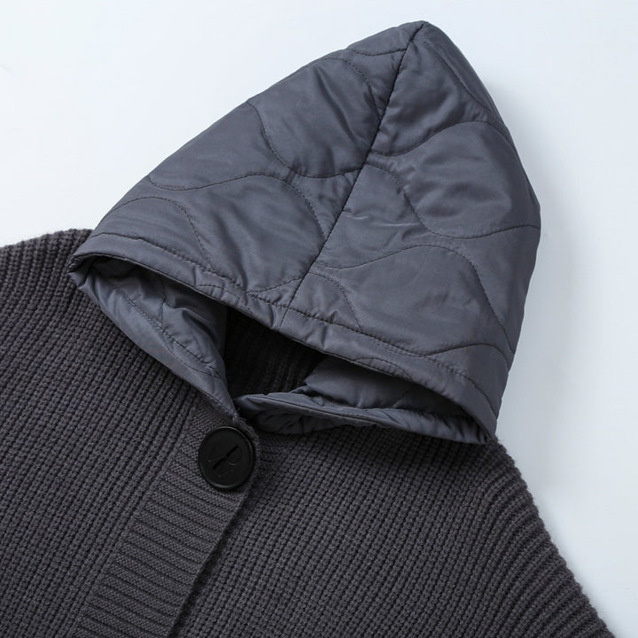 Women's knitted coat with quilted hood and padded pockets Amarae