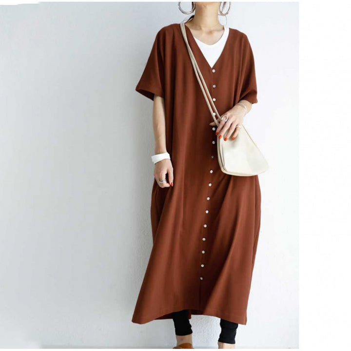 Women Long Button Maxi Dress Lune London