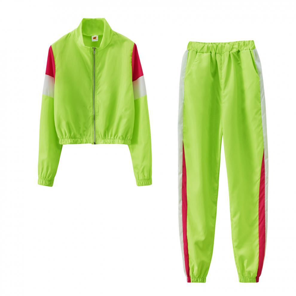 Ladies Trendy Sports Set with Colorblock Design and Elastic Waist Lune London