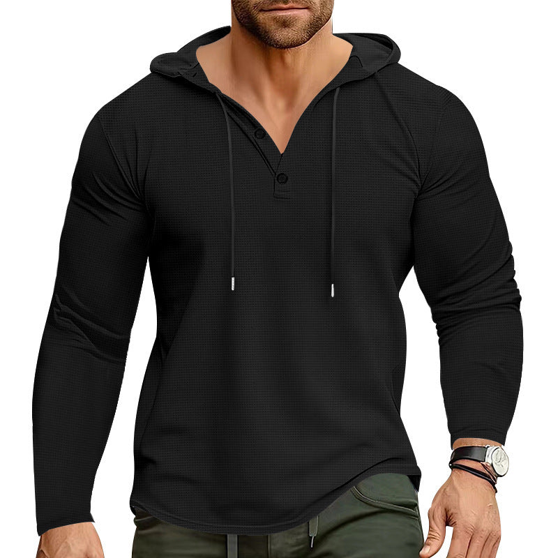 Men's trendy hoodie with textured design and stylish button details Lune London