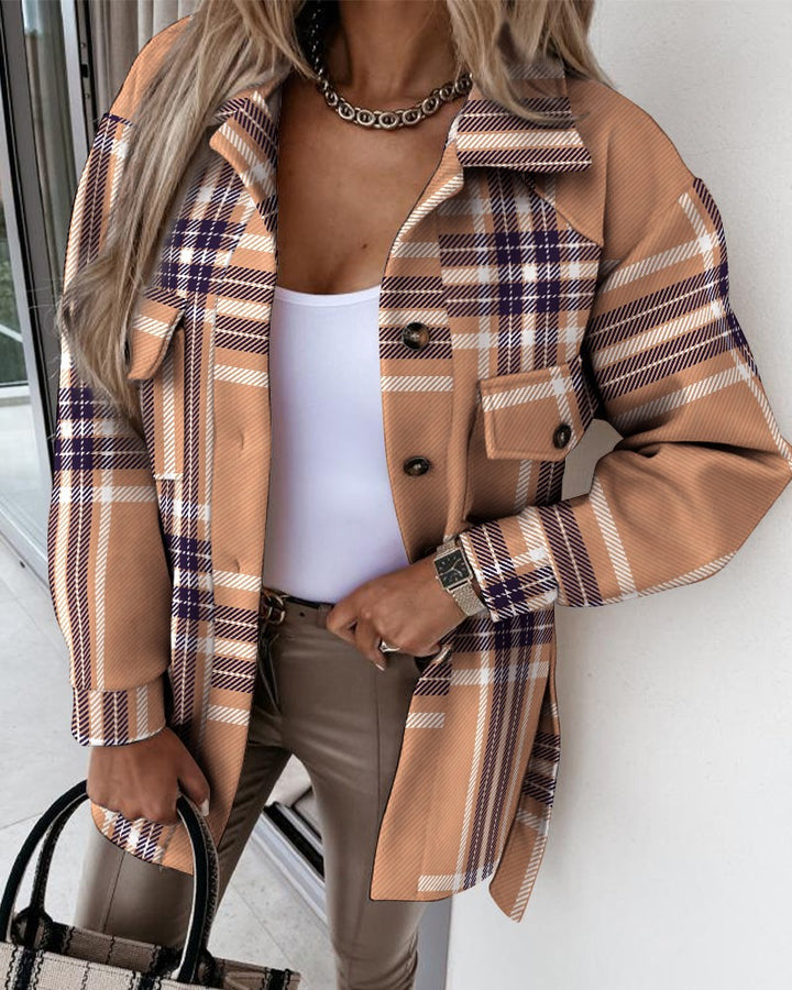 Oversized plaid jacket for women with pockets Amarae