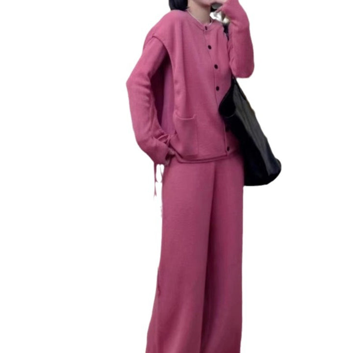 Blazer en tricot confortable pour femmes avec fermeture à bouton et poches Chic & Stil