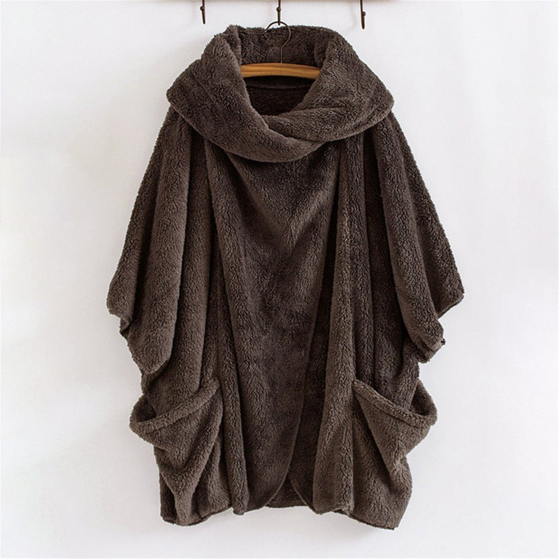 Women Oversize Cozy Poncho with large funnel neck and kangaroo pockets Amarae