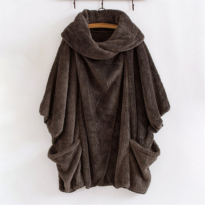 Women Oversize Cozy Poncho with large funnel neck and kangaroo pockets Amarae