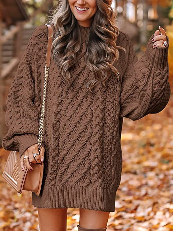 Thick knitted sweater for women with voluminous sleeves and a decorative twisted pattern Lune London