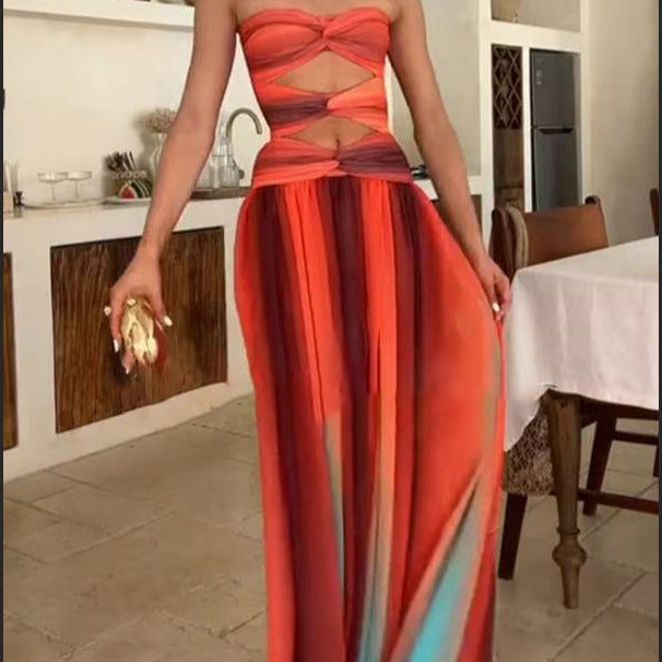 Robe maxi découpée pour femme avec jupe fluide Chic & Stil