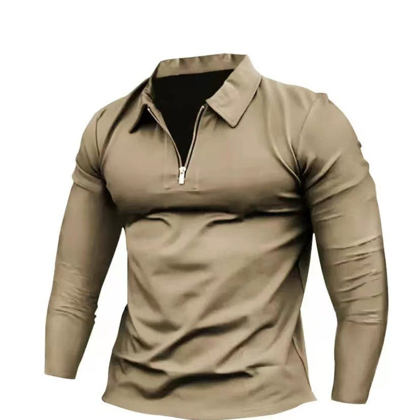 Functional T-shirt for men with high collar and half-zip Lune London