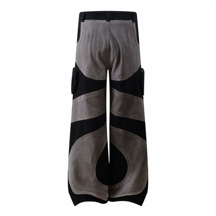 Women's wide patchwork cargo culotte pants with patch pockets and contrast stitching Amarae