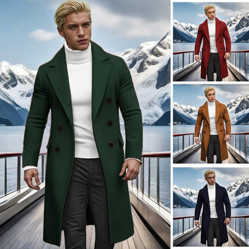 Elegant double-breasted coat for men with high collar Amarae