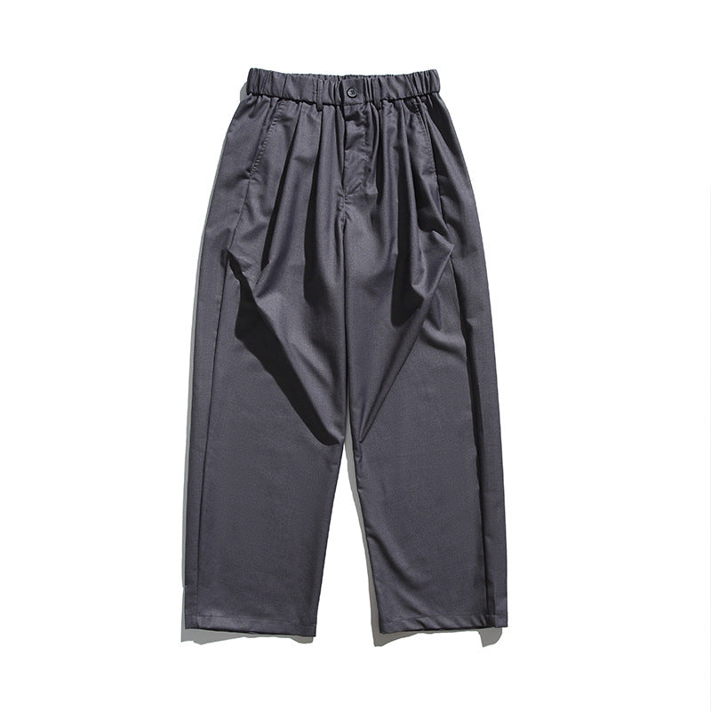 Men's wide pleated pants with elastic drawstring waistband and cropped cut Amarae