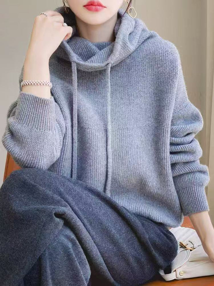 Pull surdimensionné à col haut et détails de lacets pour femmes Chic & Stil