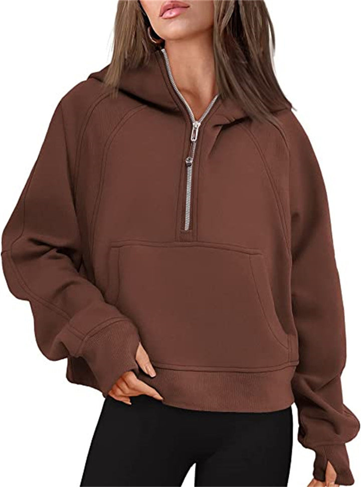 Ladies Oversized Hoodie with practical kangaroo pocket and zipper Lune London