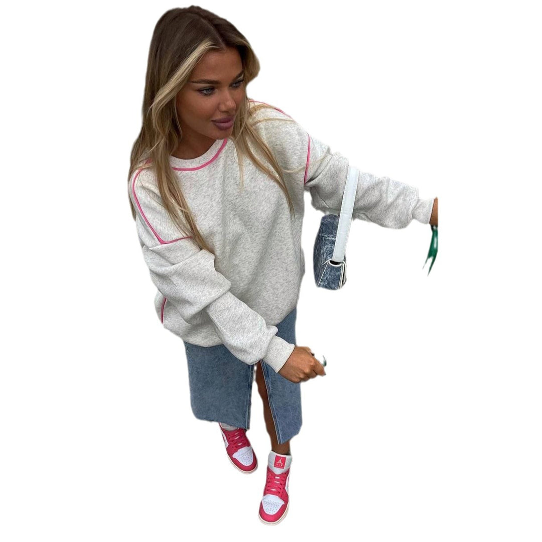 Women's Oversized Sweatshirt with Contrasting Seams and Casual Cut Lune London