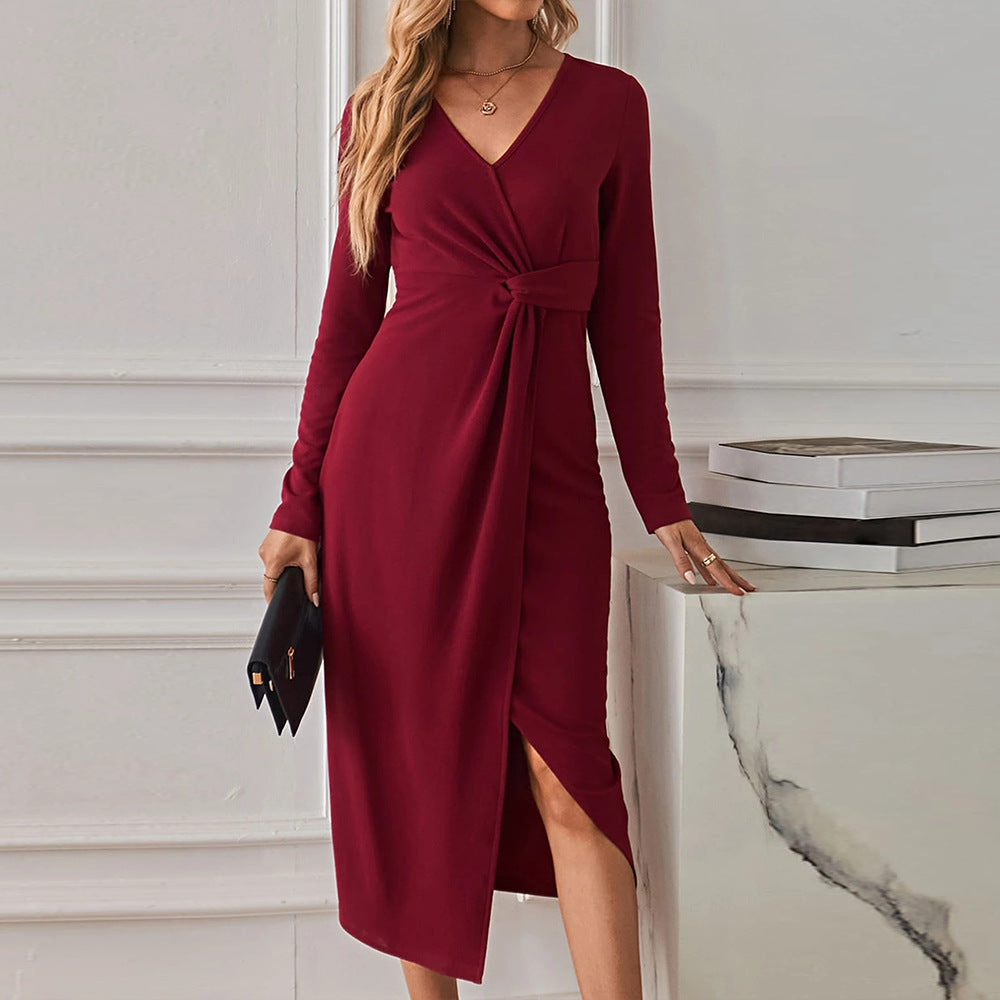 Robe midi femme avec ceinture tordue et fente profonde Chic & Stil