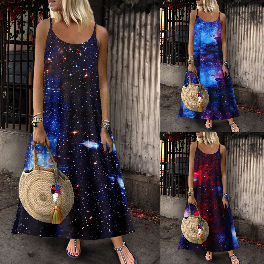 Galaxy Chic Printed Maxi Dress for Women