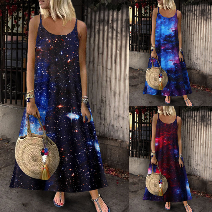 Galaxy Chic Printed Maxi Dress for Women