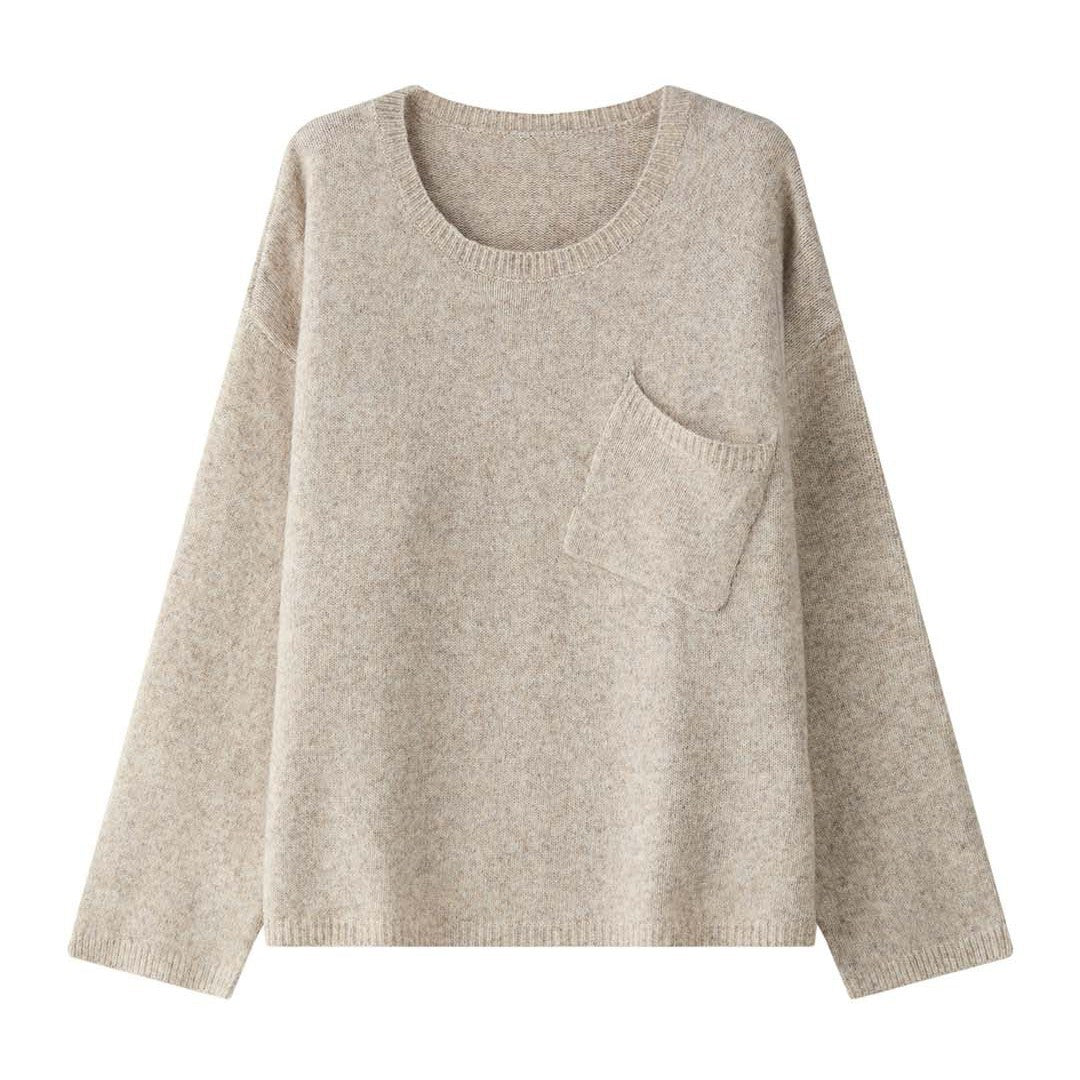 Women's cozy relaxed pullover with diagonally placed pocket Amarae