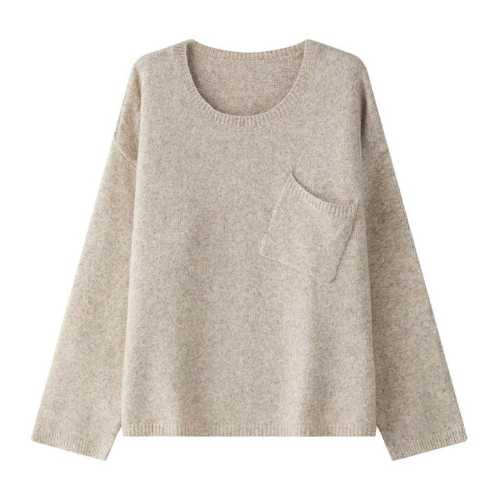 Women's cozy relaxed pullover with diagonally placed pocket Amarae