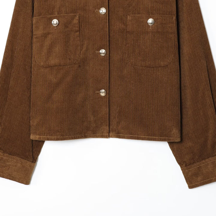 Women's Short Overshirt made of Cord with Snap Button Closure and Patch Pockets Amarae