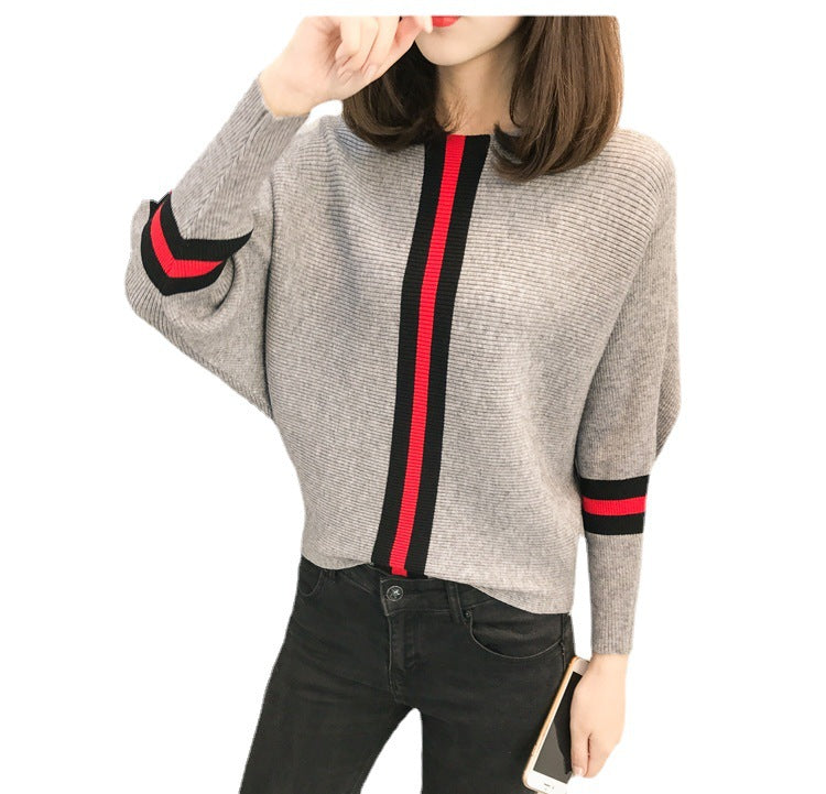 Pull en tricot oversize pour femmes avec rayures décoratives Chic & Stil