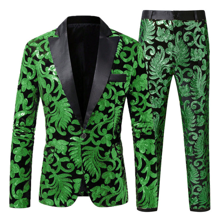 Men's Elegant sequin tuxedo set with floral pattern Lune London