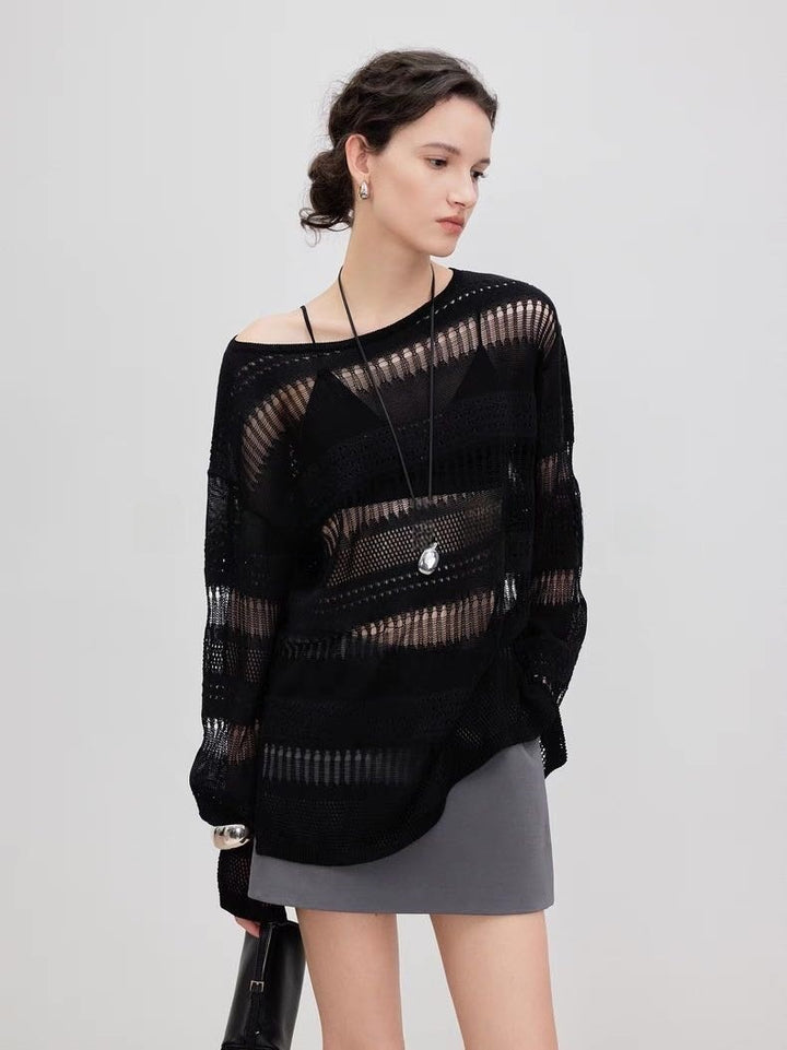 Pull en maille aéré pour femme avec un motif en dentelle tendance Chic & Stil
