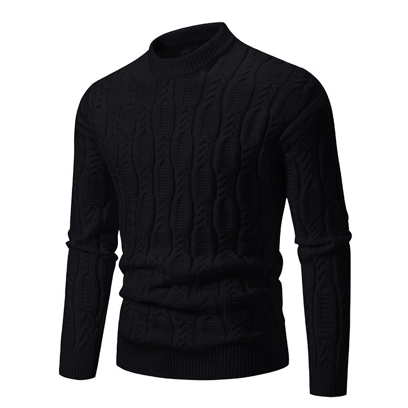 Men's knit sweater with cable design and high collar Lune London