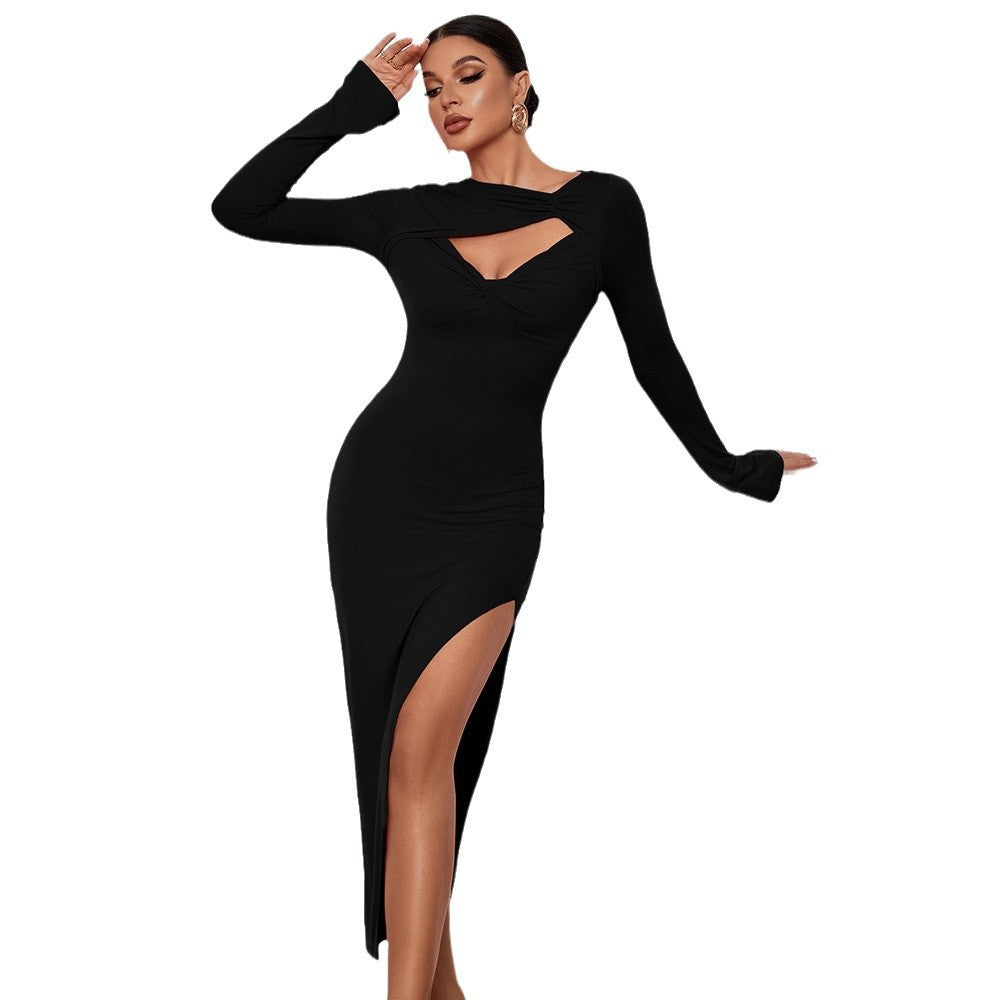 Chic Cut-Out Long Sleeve Maxi Dress for Women