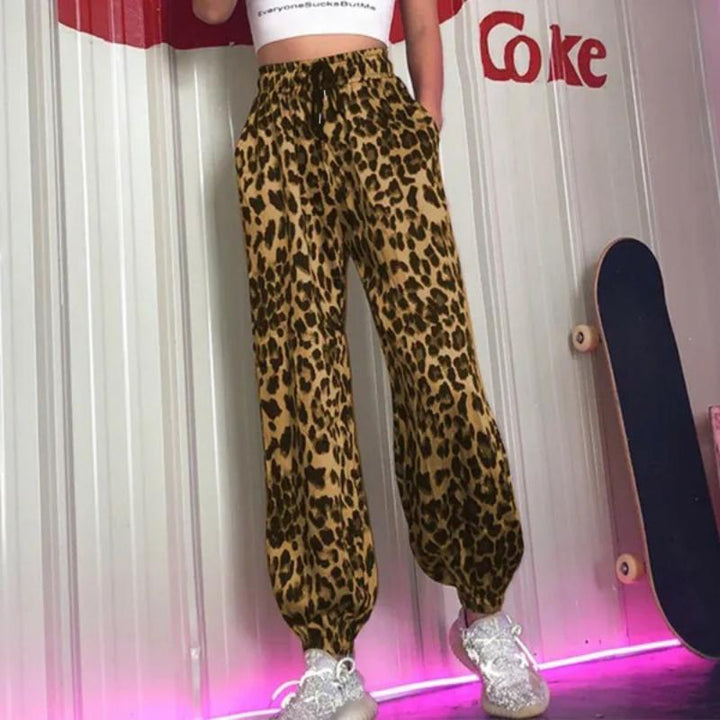 Casual leopard print pants for women with elastic waistband Lune London