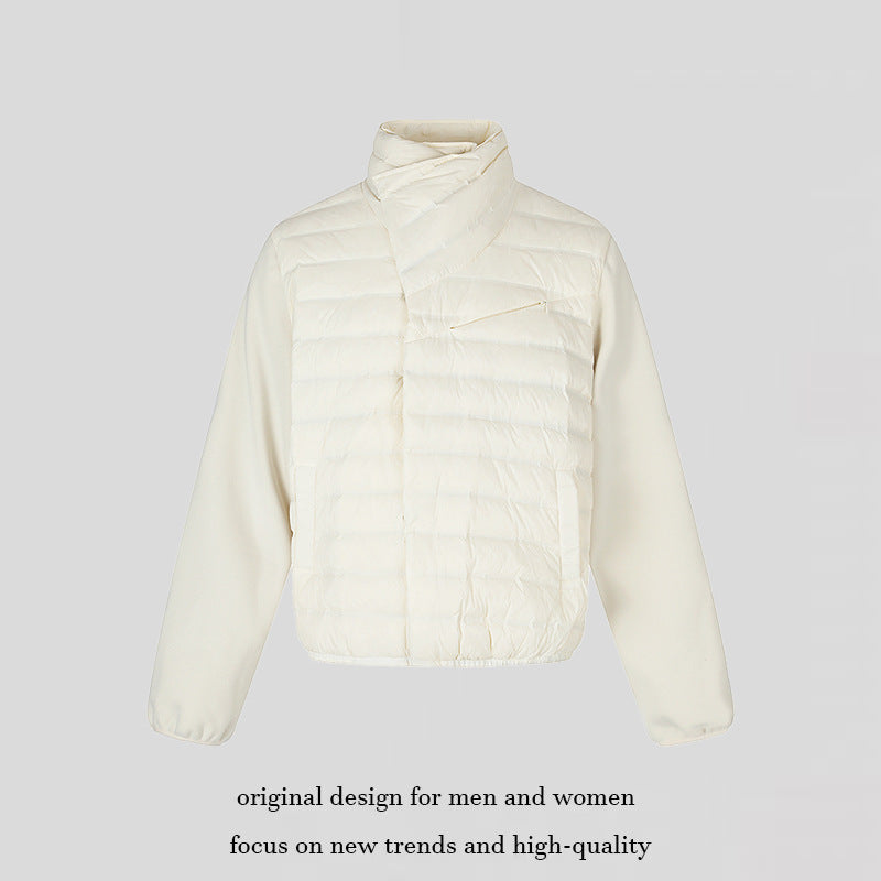 Women's quilted hybrid jacket with asymmetrical shawl collar and elastic waistband Amarae