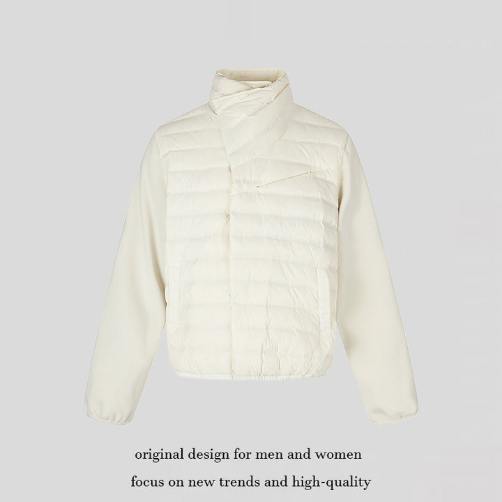 Women's quilted hybrid jacket with asymmetrical shawl collar and elastic waistband Amarae