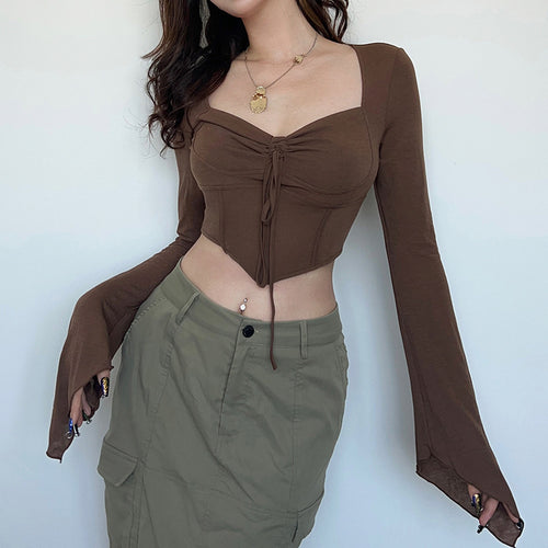 Women's cropped top with gathering and flared sleeves Chic & Stil