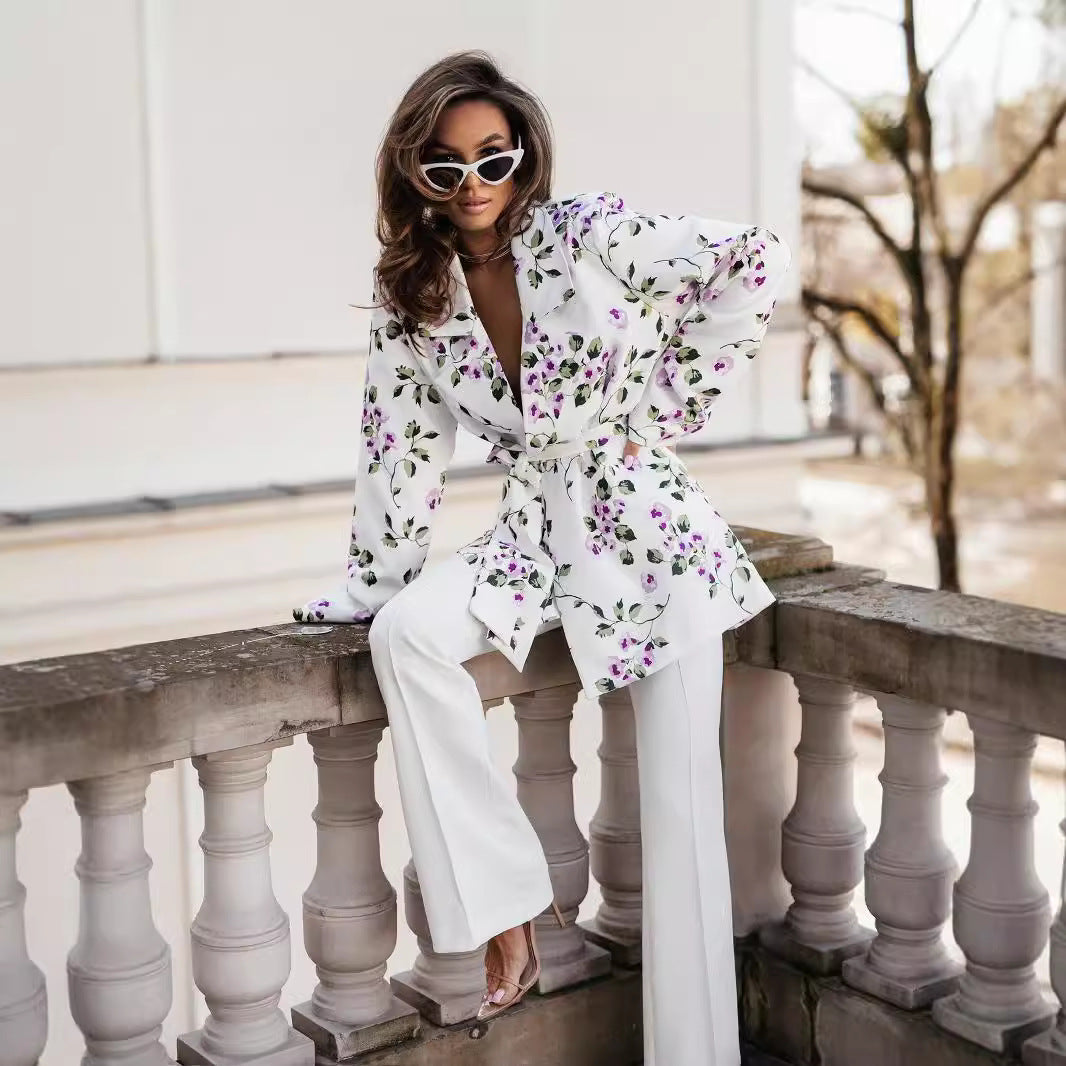 Wrap blouse for women with an elegant leopard pattern and long puff sleeves Lune London