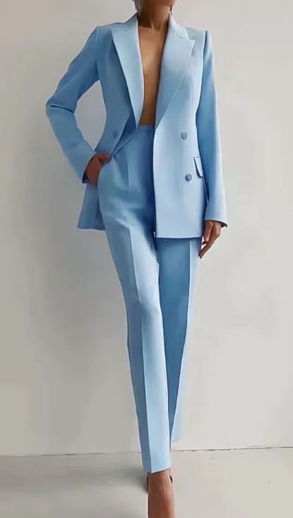 Women's Elegant Double-Breasted Blazer with Tailored Trousers Lune London