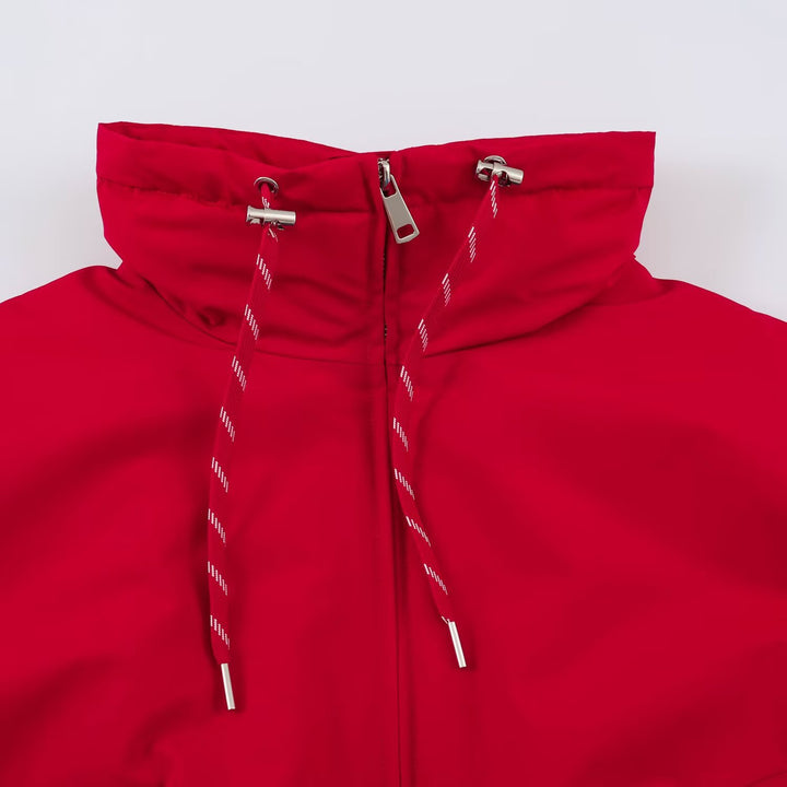 Women's Cropped Oversize Windbreaker with high funnel collar, drawstring and gathered elastic waistband Amarae