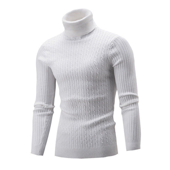 Men's Turtleneck Sweater In Classic Ribbed Pattern Lune London